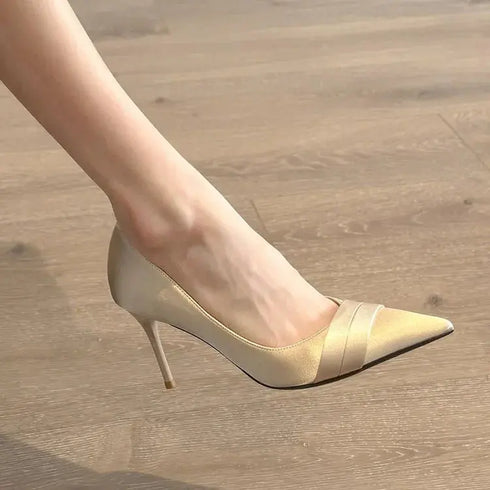 'Marvelle' Satin Pointed Toe Stiletto Heels - Celes Fashion